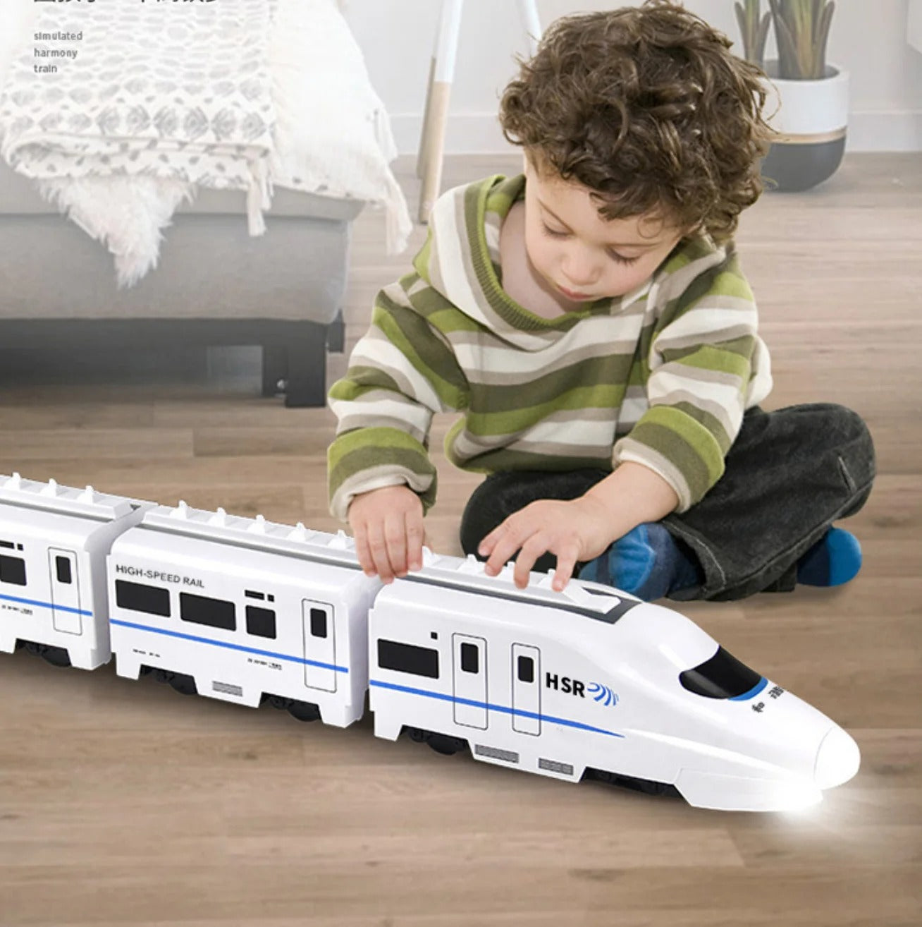 Smart Chain Train Kids Toy, Kids DIY High-Speed Railway Train Set with Sound & Light