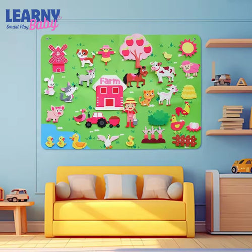 Montessori Farm Animals Felt Story Board Set for Toddlers, Large Farm Felt Board Wall Hanging, Preschool Storytelling Busy Board, Educational Gift