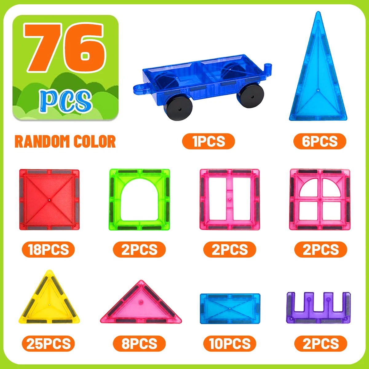 Magnetic Building Blocks Construction Set – STEM Montessori Sensory DIY Toy, Creative Learning & Spatial Skills, Ages 3–8