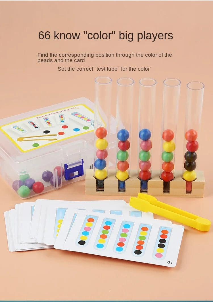 Montessori Educational Toy for Kids, 1/5 Tube Clip Beads Logic and Concentration Fine Motor Skills Training Game