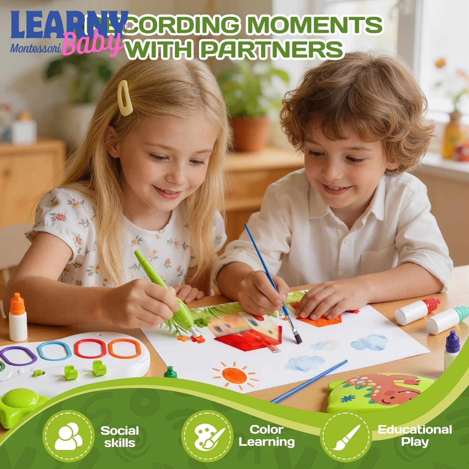 Mess-Free Magic Paint Palette Toy, Non-Toxic Washable Painting Set for Kids, Creative Art Learning Gift