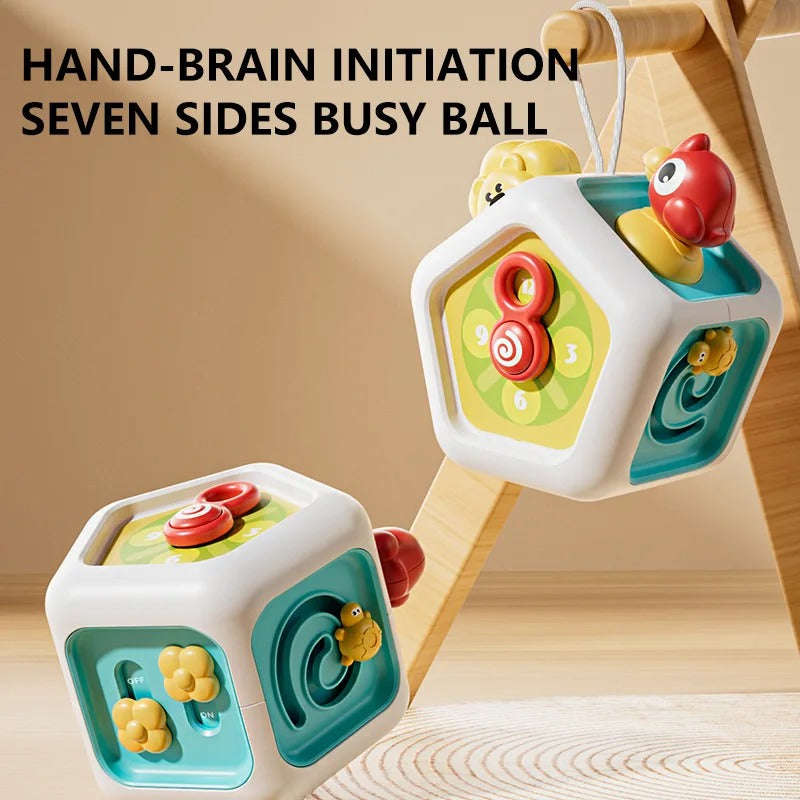 Baby Busy Board Cube Sensory Toy – Educational Toddler Learning Activity Box with Locks, Fine Motor Skills Travel Toy