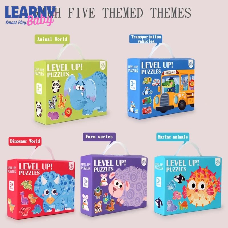 6-in-1 Marine Animal Wooden Puzzle Set for Kids Ages 3-6 – Large Block Ocean Animal Jigsaw Toy in Handheld Gift Box, Early Learning Educational Birthday Gift