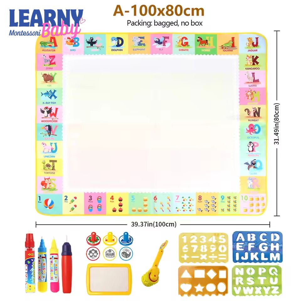 Magic Water Drawing Mat with Reusable Magic Pens Doodle Montessori Painting Board Educational Toys Kids Gifts