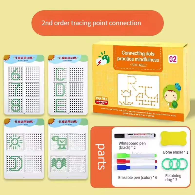 Montessori Stroke Line, Letter & Number Practice Copybook with Erasable Pens (Ages 3–6)