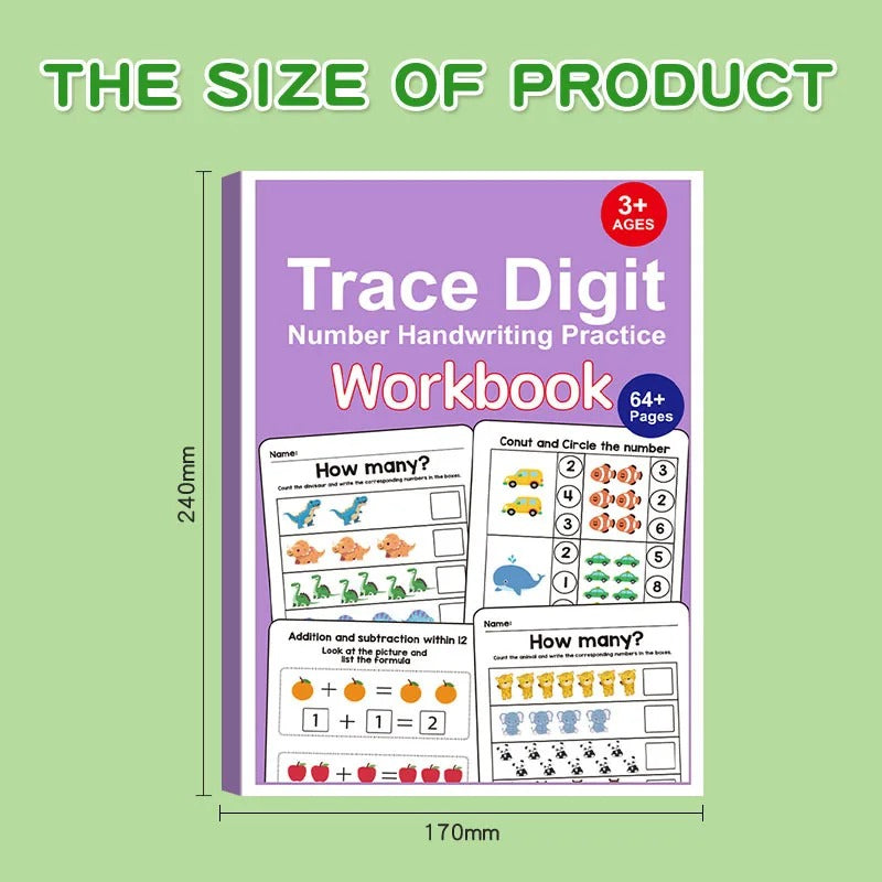 64-Page Preschool Math Workbook: Number Tracing, Addition & Subtraction for Kids 3+, Early Education Activities, Fun Illustrations