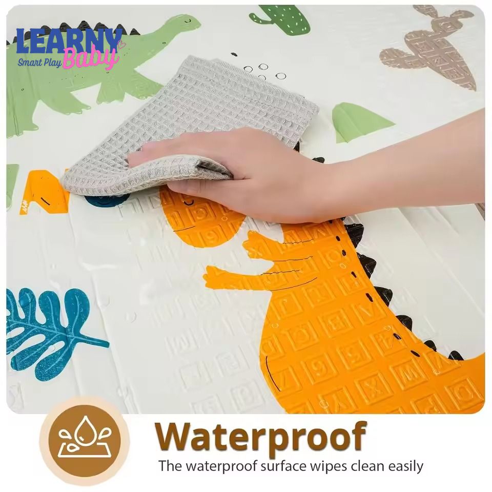 Foldable Baby Play Mat,  0.6in Thick Waterproof Playmats for Babies and Toddlers Kids, Safe Foam Playmat for Tummy Time