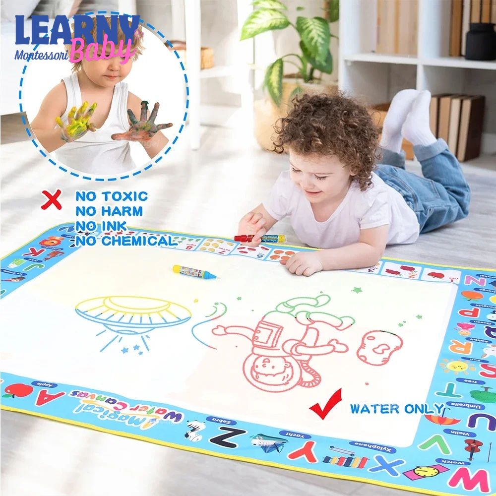 Magic Water Drawing Mat with Reusable Magic Pens Doodle Montessori Painting Board Educational Toys Kids Gifts