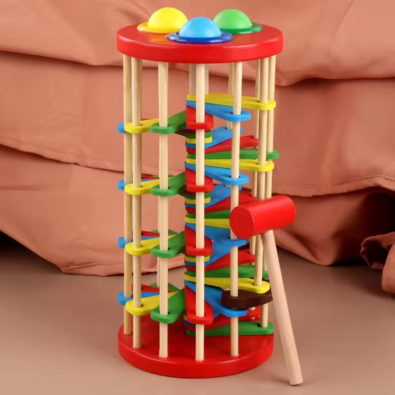 Wooden Ball Drop Knock Balls Table Game – Ladder Ramp Educational Toy for Preschool Learning, Family Fun & Developmental Play