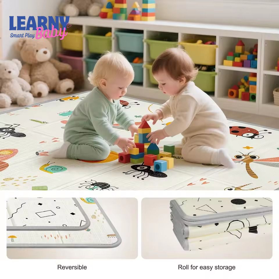 Foldable Baby Play Mat -  50X50 Waterproof Playpen Mat for Babies and Toddlers Kids, Safe Foam Playmat for Tummy Time