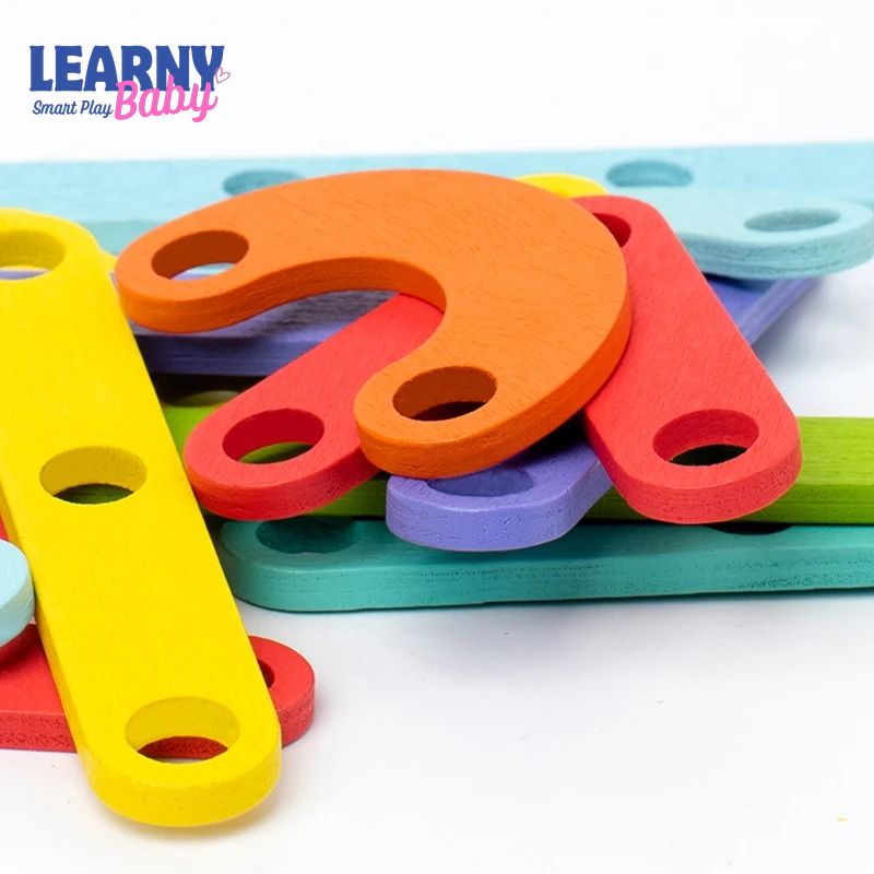 Children's Wooden Creative Pegboard Toy – Geometric Column Set, Nail Board Construction Puzzle, Montessori Sensory Development – Age 3-6