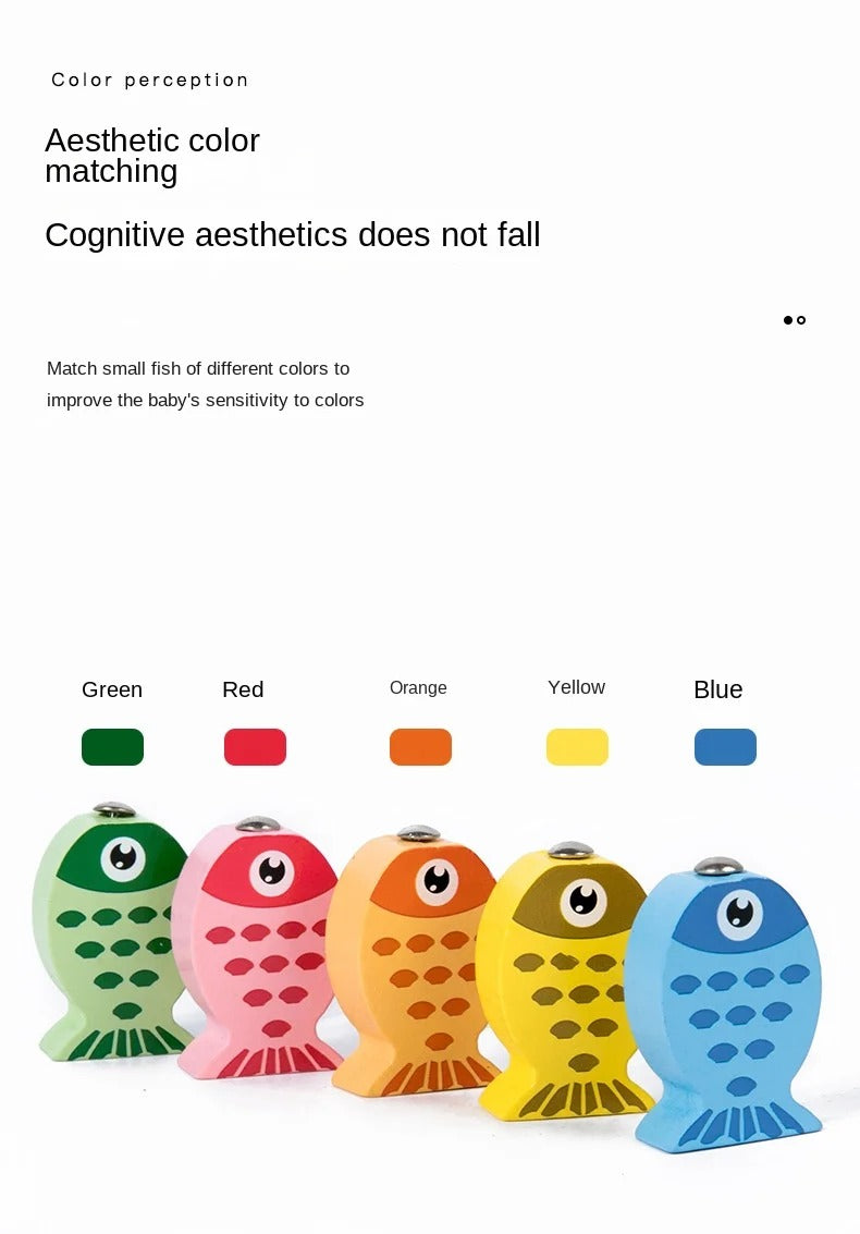 Kids Wooden Fishing Game Toy, Alphabet & Number Learning Puzzle, Fine Motor & Early Education, Ages 2–5