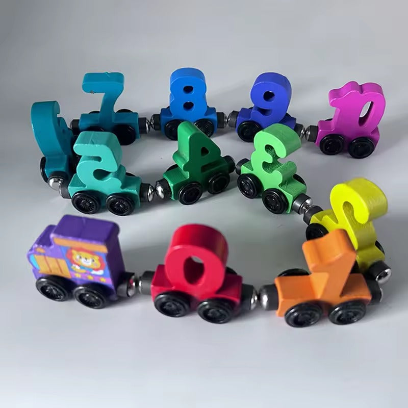 Montessori Wooden Magnetic Number Train Toy for Kids, Counting Learning Train Set, Educational Math Toy, Preschool Number Recognition Toy