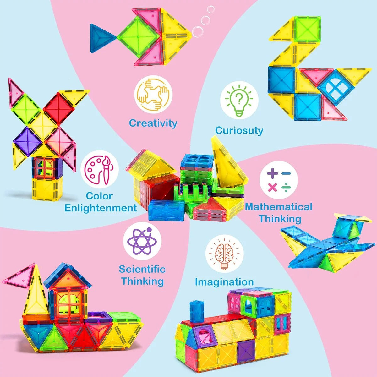 Magnetic Building Blocks Construction Set – STEM Montessori Sensory DIY Toy, Creative Learning & Spatial Skills, Ages 3–8