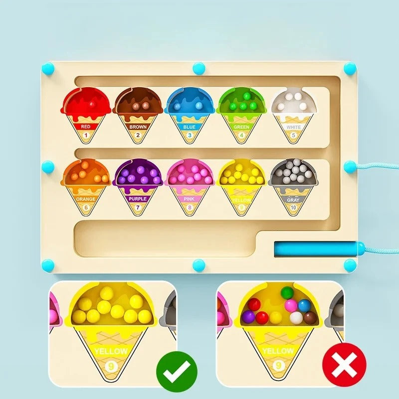 Magnetic Maze Toy with Number Beads – Puzzle & Focus Training Game | Fine Motor & Logic Skills, Ages 3–6