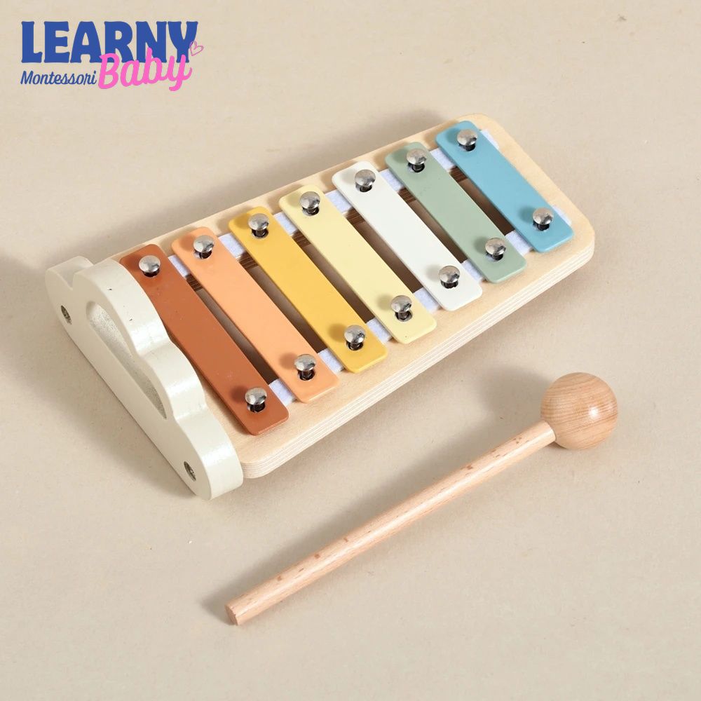 Montessori Wooden Musical Instrument Set for Babies, Drum and Xylophone Music Toy, Early Learning Sensory Toy for Toddlers