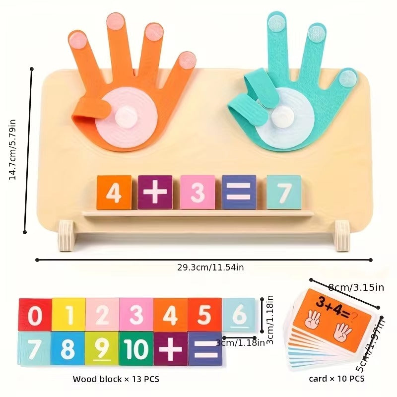 Montessori Wooden Arithmetic Learning Board with Number Blocks & Math Cards – Hands-On Counting, Addition & Subtraction Toy for Kids Ages 3+