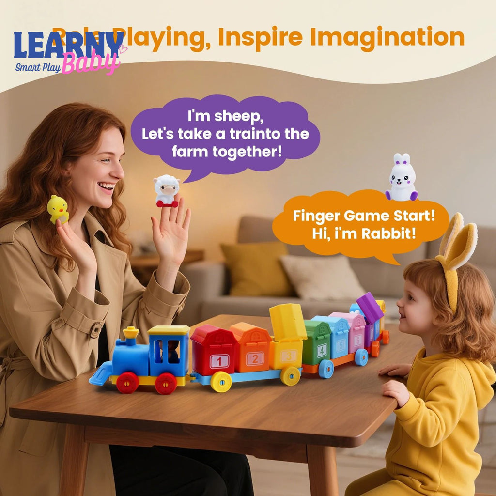 Montessori Color Sorting Train Toy for Toddlers, Farm Animal Counting & Matching Game, Fine Motor Skills Learning Toy, Preschool Educational Gift