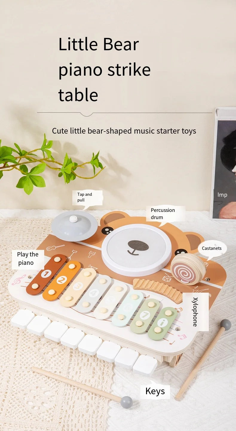 Bear Piano Percussion Station, Wooden Musical Educational Toy,For Toddlers 1–4 Years