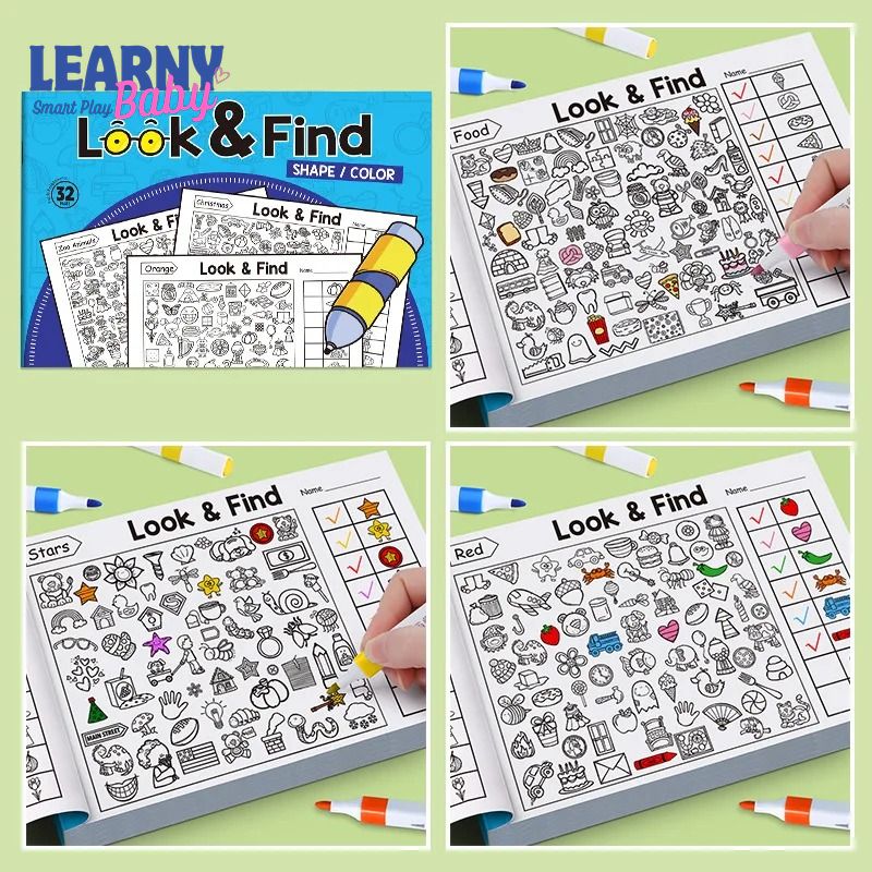 Children's Search for Items Game & Coloring Book - Enhance Visual Perception, Focus, Attention, and Handwriting Skills for Kids 3+