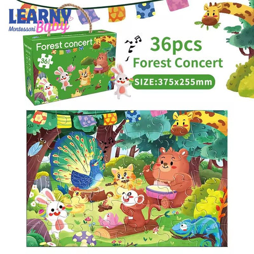 36-Piece Kids Jigsaw Puzzle Set with Carrying Case, Large Paper Puzzle Pieces, Early Learning Educational Toy for Ages 3-6