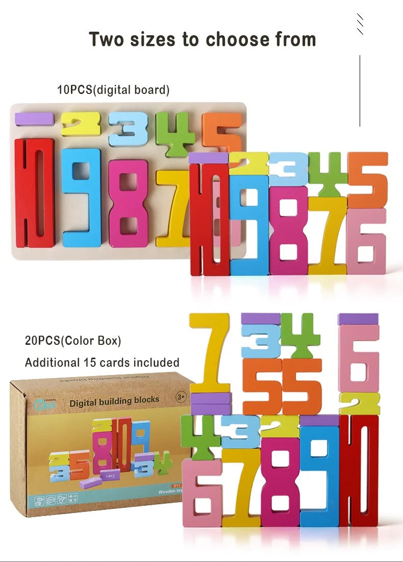 Montessori Wooden Number Blocks Puzzle – Stacking & Logic Brain Teaser Toy | Early Learning & Fine Motor Skills, Ages 2–5