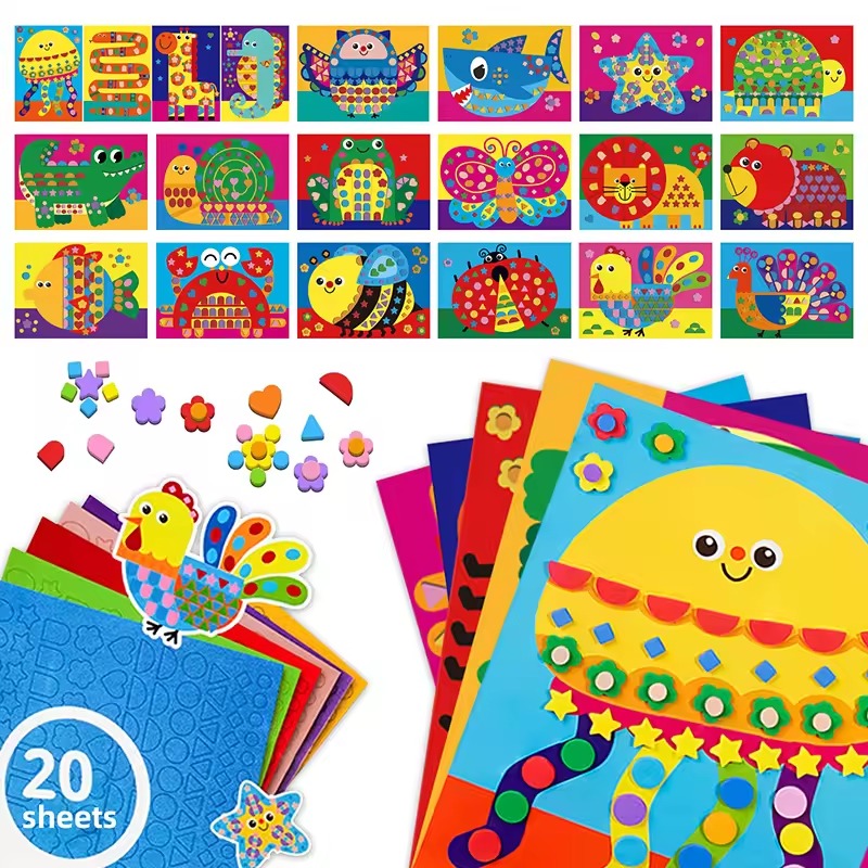 Foam Sticker Art Activity for Kids, Cute Animal & Sealife 3D Stickers (800+),Mess-Free Creative Play, Ages 3–8
