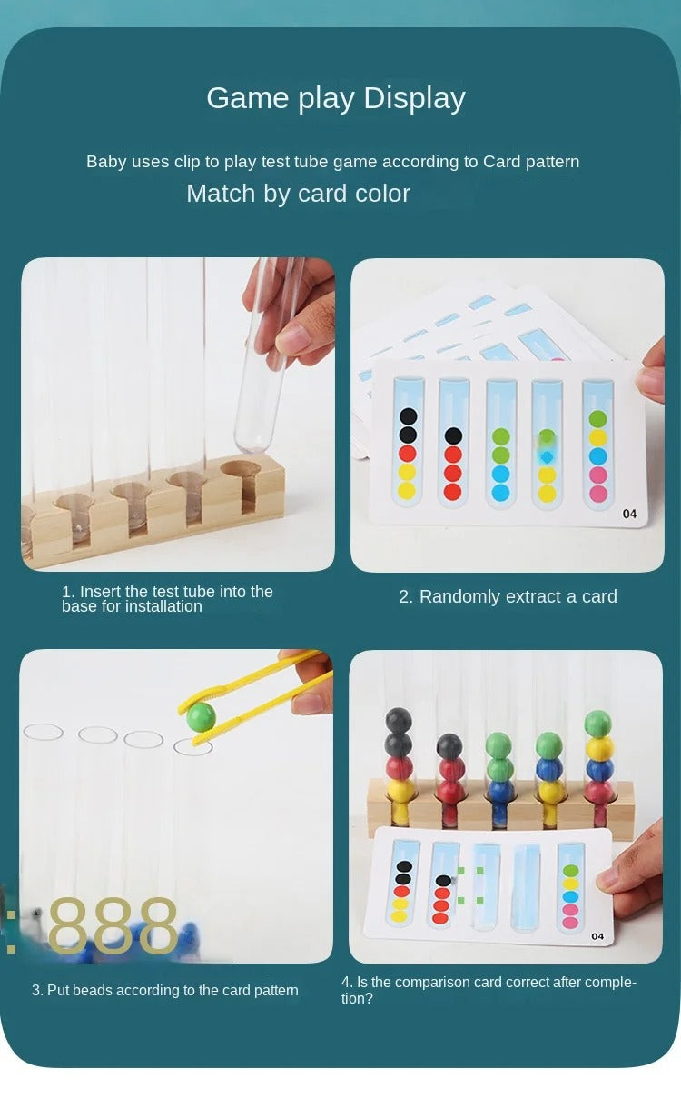 Montessori Educational Toy for Kids, 1/5 Tube Clip Beads Logic and Concentration Fine Motor Skills Training Game