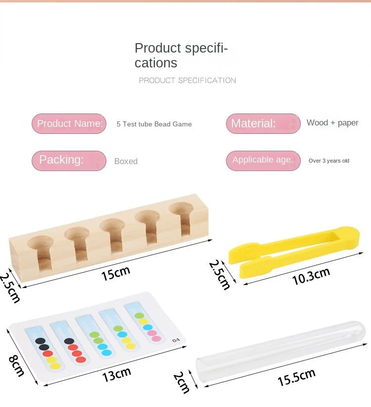Montessori Educational Toy for Kids, 1/5 Tube Clip Beads Logic and Concentration Fine Motor Skills Training Game