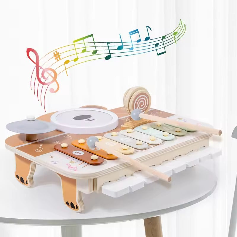 Bear Piano Percussion Station, Wooden Musical Educational Toy,For Toddlers 1–4 Years