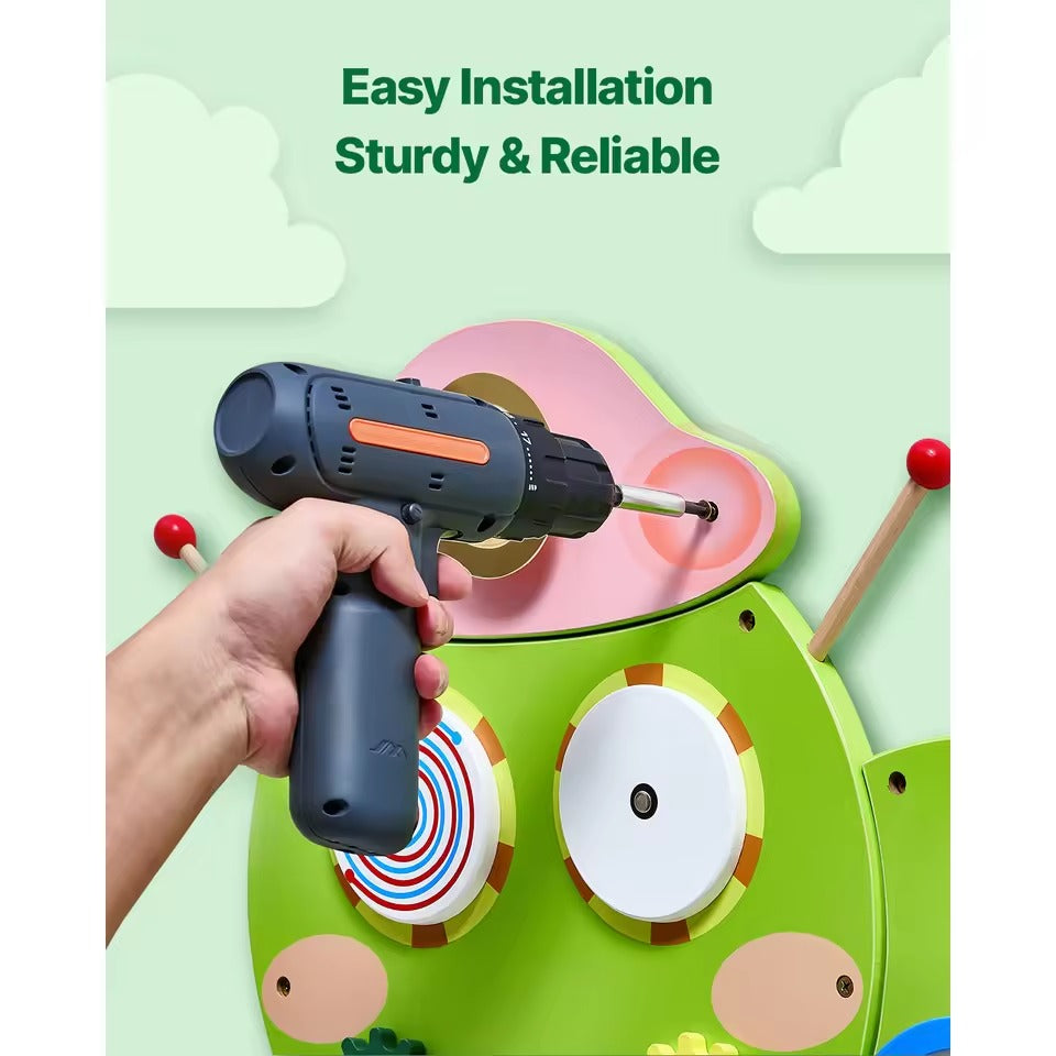 Wooden Busy Board for Kids, 12 Activities Montessori Sensory Learning Center, Educational Wall Toy for Children Ages 3-12