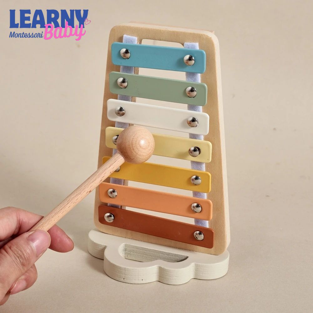Montessori Wooden Musical Instrument Set for Babies, Drum and Xylophone Music Toy, Early Learning Sensory Toy for Toddlers