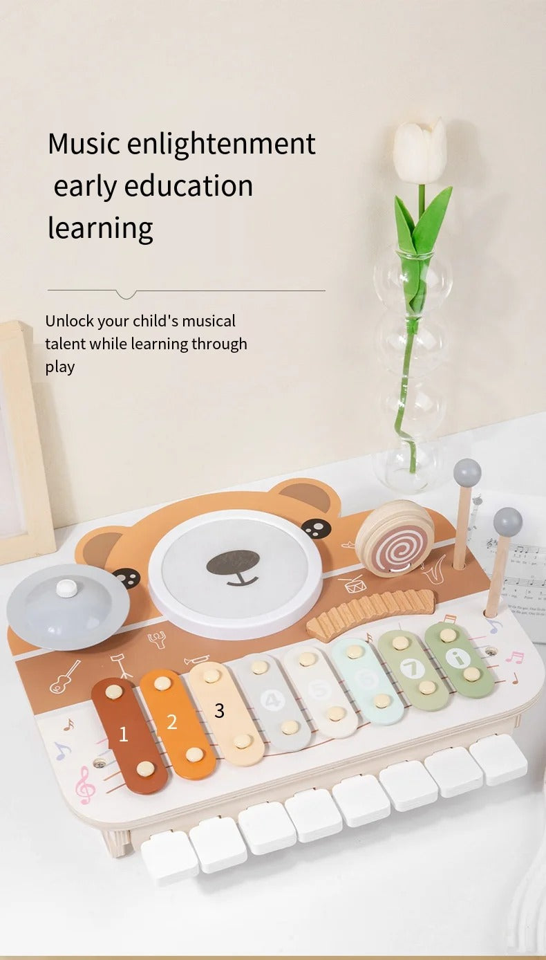 Bear Piano Percussion Station, Wooden Musical Educational Toy,For Toddlers 1–4 Years