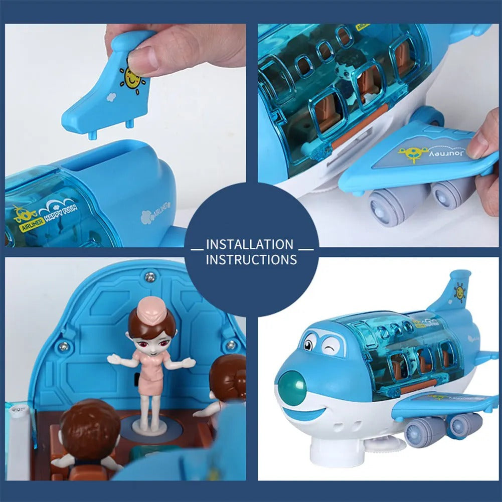Kids Electric Airplane Toy with Music, Simulation Aircraft & Car Playset, Imaginative Play & Early Learning, Ages 3–7