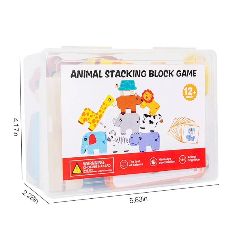 Wooden Animal Stacking Balance Toy, Montessori Shape Matching Puzzle, Fine Motor & Logic Skills, Ages 2–5