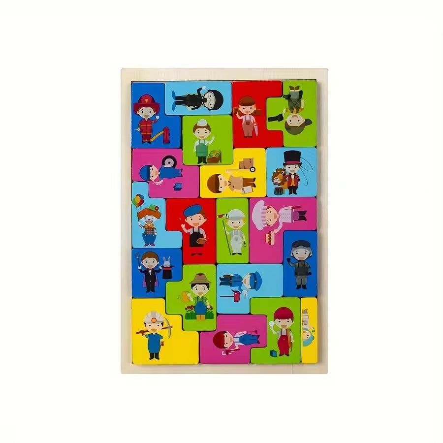 Wooden Animal Tangram Puzzle for Kids, Montessori Logic Puzzle Board, Educational Brain Teaser Toy, Colorful Shape Puzzle, Preschool Learning Gift