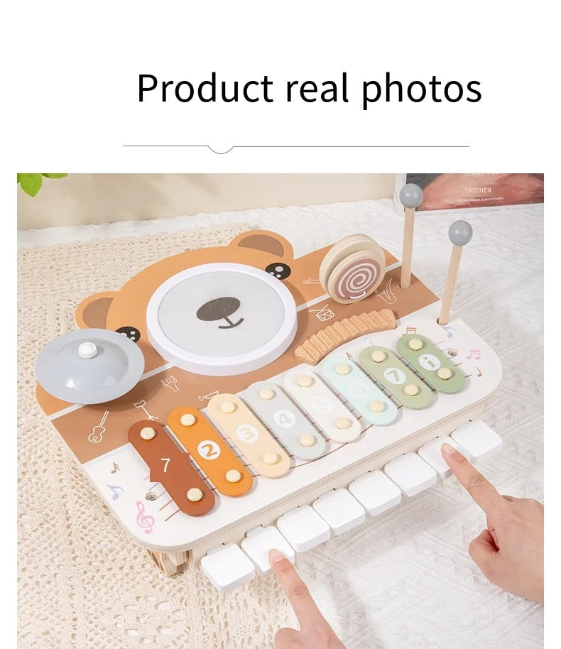 Bear Piano Percussion Station, Wooden Musical Educational Toy,For Toddlers 1–4 Years