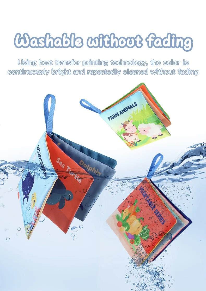 Montessori Soft Sensory Baby Book 3D Touch & Feel, High Contrast Cloth Book, Early Learning Toy LBBB01