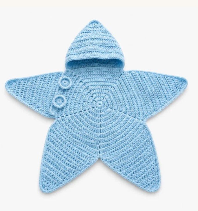 Personalized Crochet Star Baby Cocoon with Hood, Custom Name Baby Swaddle, Newborn Sleep Sack, Baby Shower Gift