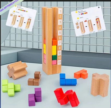 Montessori Wooden Number Blocks Puzzle – Stacking & Logic Brain Teaser Toy | Early Learning & Fine Motor Skills, Ages 2–5