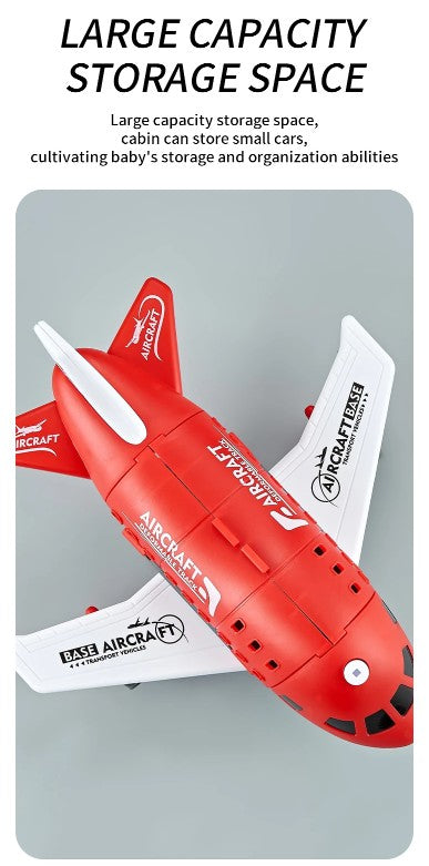 Children's Airplane Car Toy, Inertial Airplane Model, Equipped with 6 Road Signs Random 3 Cars 1 Helicopter, Christmas Gift