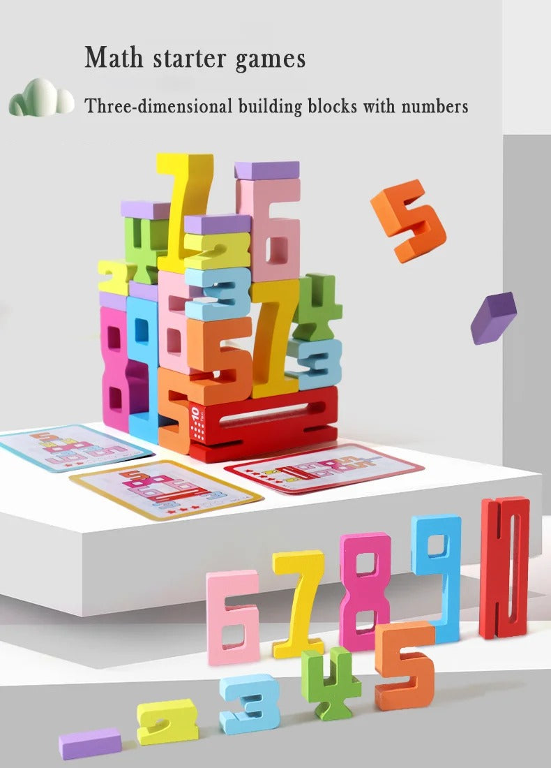 Montessori Wooden Number Blocks Puzzle – Stacking & Logic Brain Teaser Toy | Early Learning & Fine Motor Skills, Ages 2–5