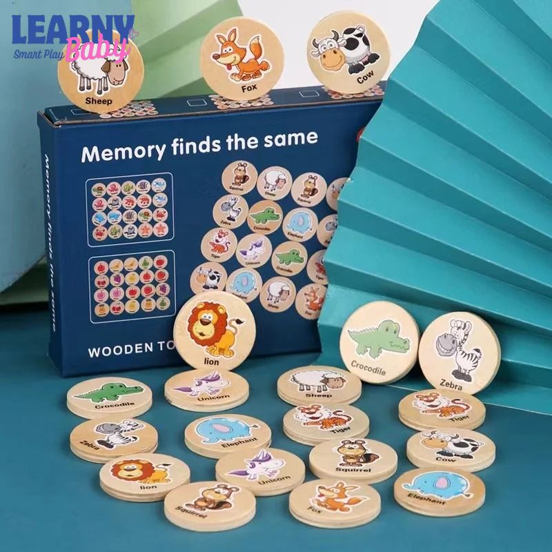 Animal & Fruit Memory Board Game for Kids – Cognitive Focus & Brain Training Toy (Ages 3+)