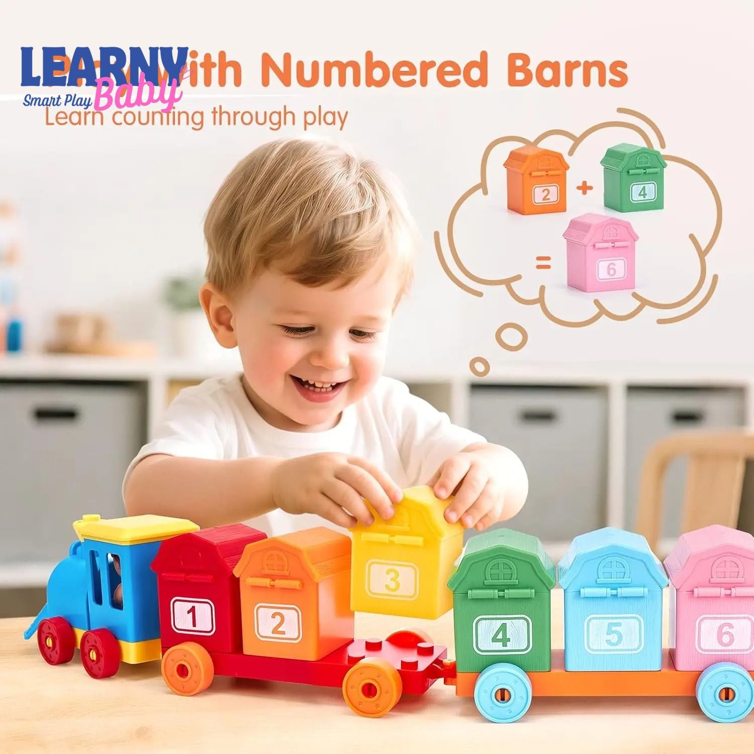 Montessori Color Sorting Train Toy for Toddlers, Farm Animal Counting & Matching Game, Fine Motor Skills Learning Toy, Preschool Educational Gift