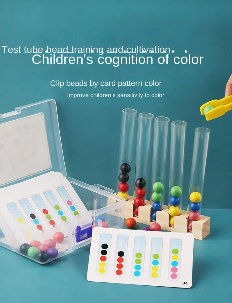 Montessori Educational Toy for Kids, 1/5 Tube Clip Beads Logic and Concentration Fine Motor Skills Training Game