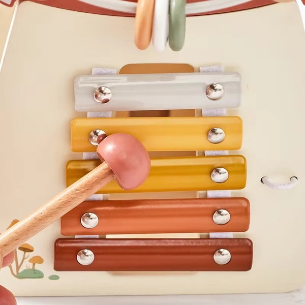 Baby Wooden Block Educational Wooden Building Block Mix Puzzle Toys Mushroom Five in One Table Toys Multifunctional Busy Toys