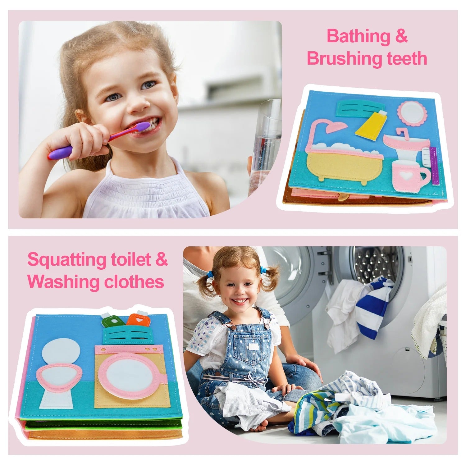 Dollhouse Felt Quiet Book for Toddlers – Daily Routine Busy Book, Montessori Soft Activity Book for Kids