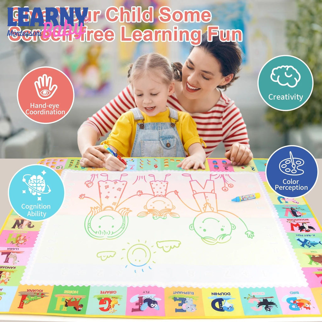 Magic Water Drawing Mat with Reusable Magic Pens Doodle Montessori Painting Board Educational Toys Kids Gifts