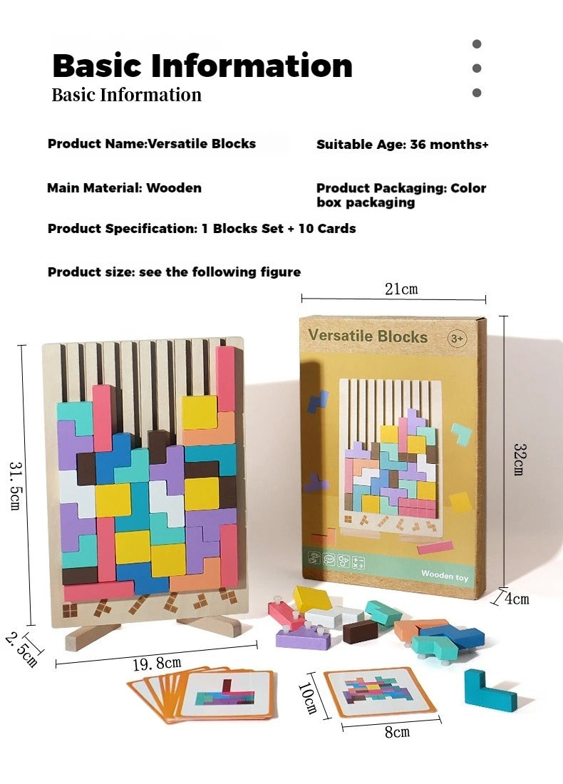 3D Wooden Puzzle Blocks for Kids - Building Block Puzzle Game, Logic Training Toy, Parent-Child Interactive Fun for Ages 3+