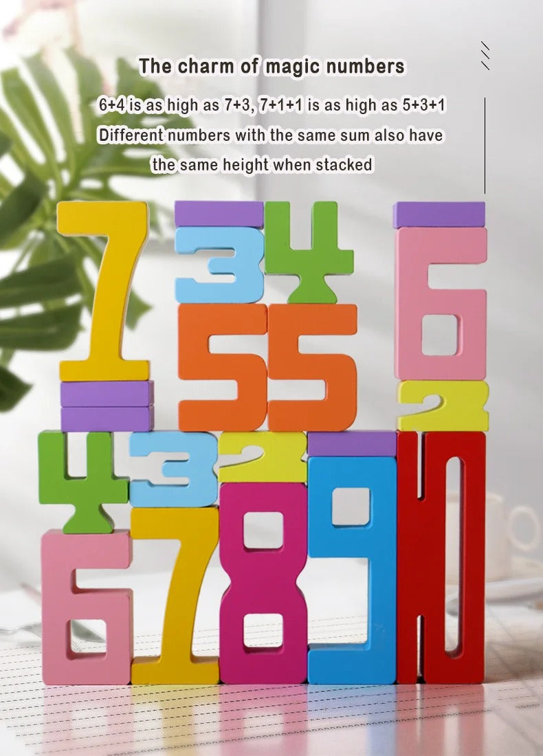 Montessori Wooden Number Blocks Puzzle – Stacking & Logic Brain Teaser Toy | Early Learning & Fine Motor Skills, Ages 2–5